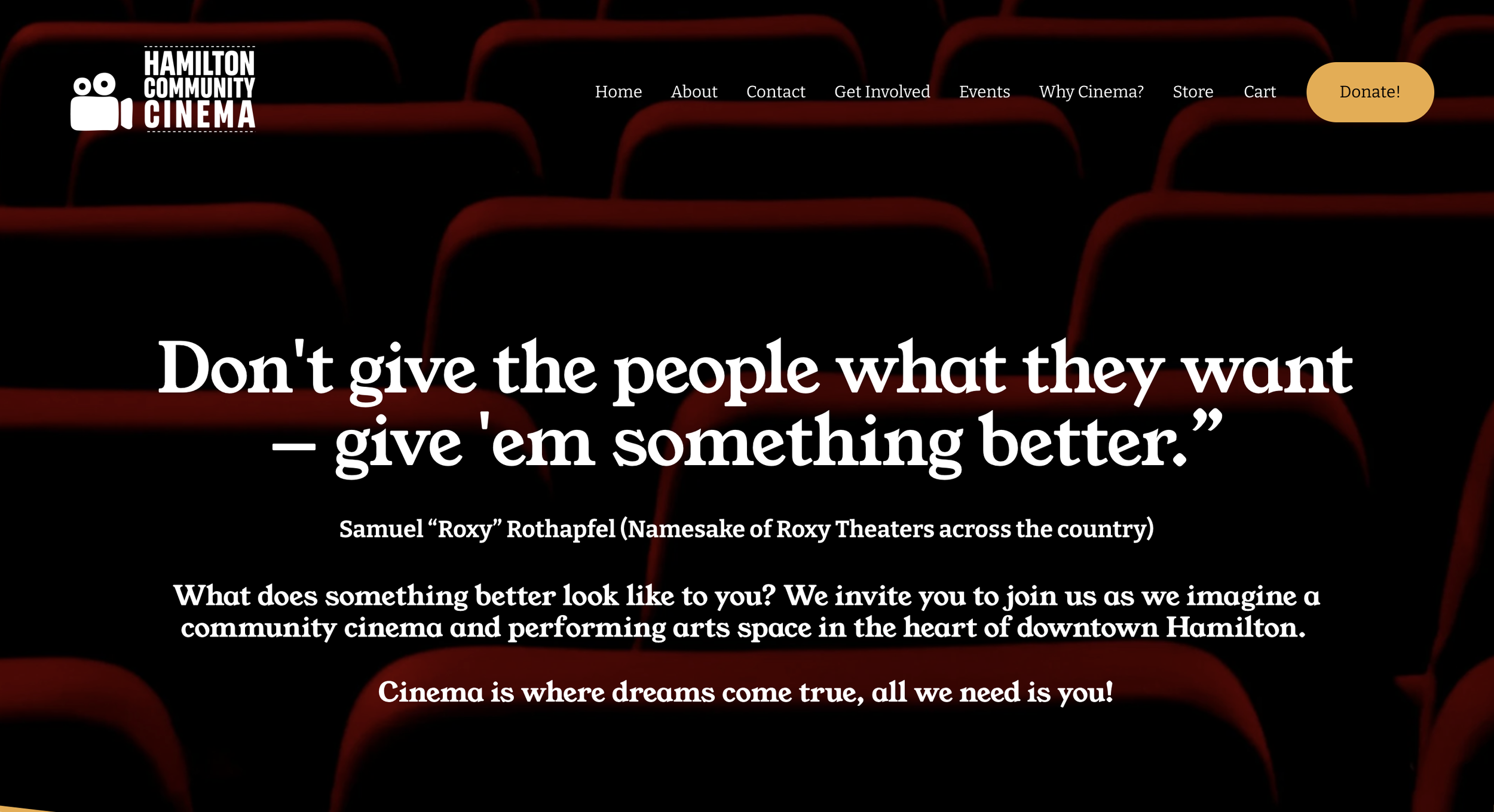 Hamilton Community Cinema website I designed, and manage.