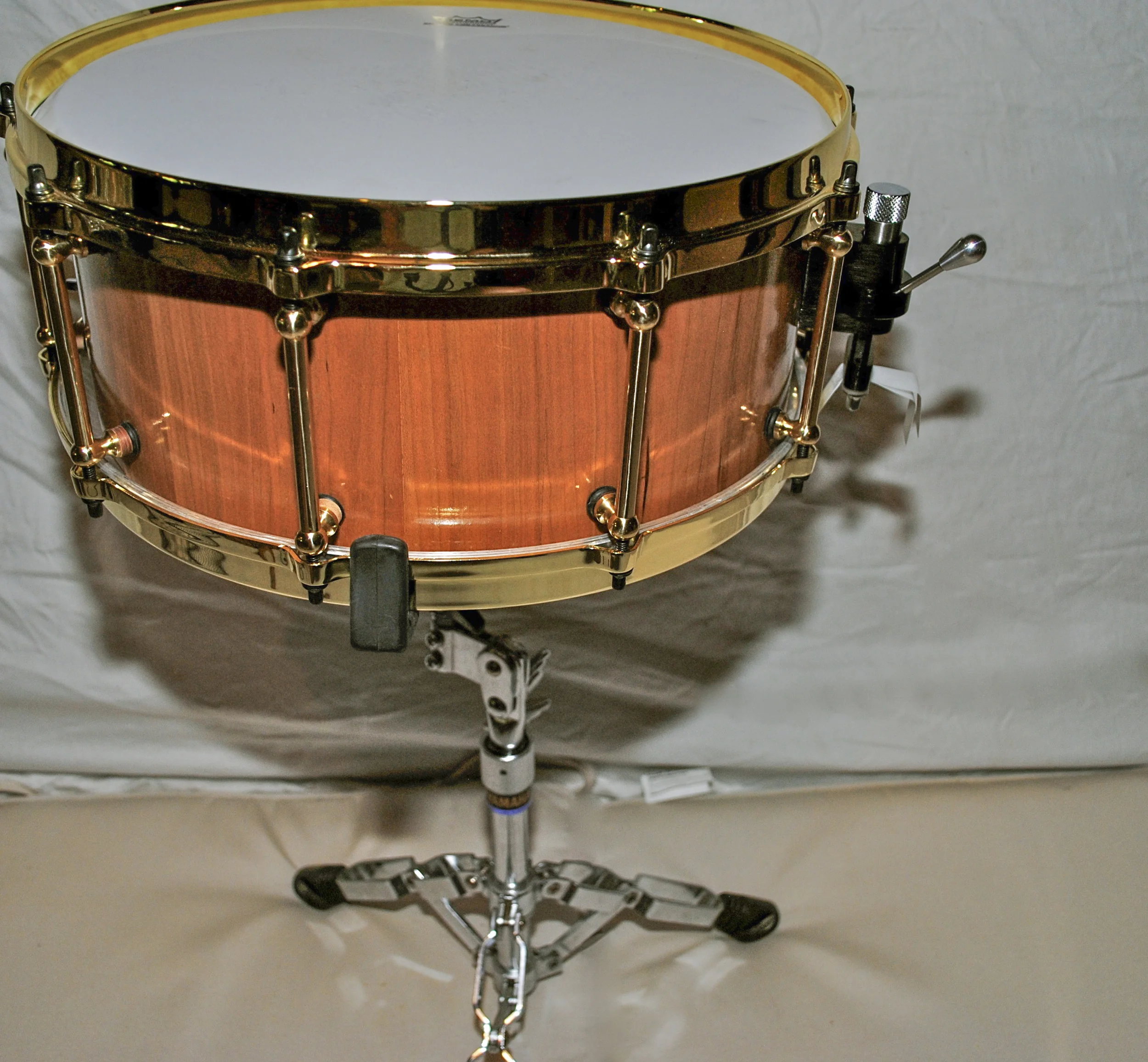  My first&nbsp;wood turned stave snare drum. Made of cherry wood from Hearne Hardwoods and finished with a french polish. 