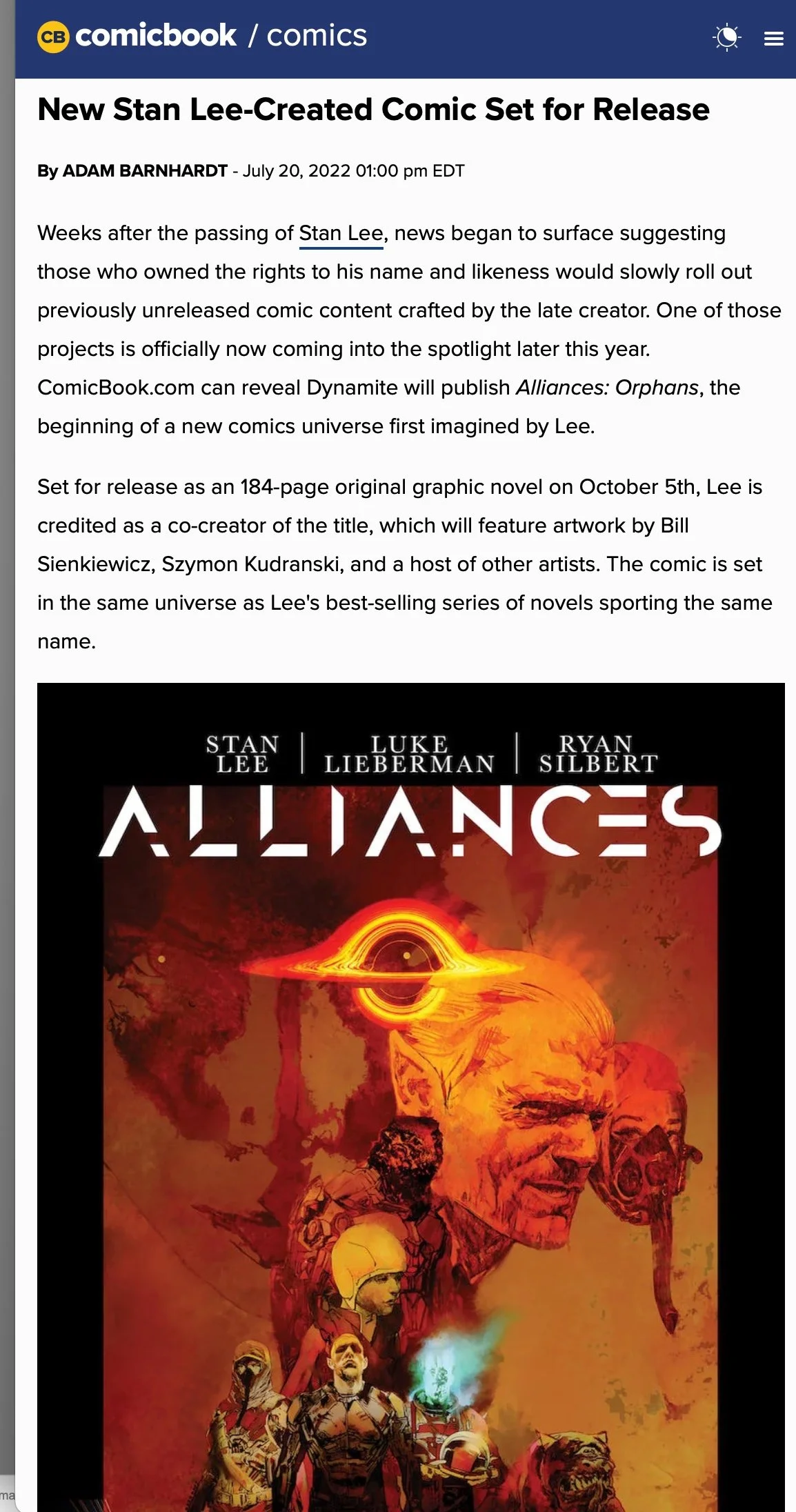 ComicBook.Com: New Stan Lee-Created Comic Set for Release