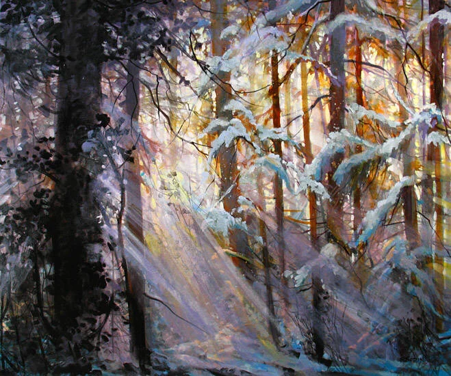 SOLD Galerie d'art au P'tit bonheur Forest Light Series: January Palette, 48 x 60