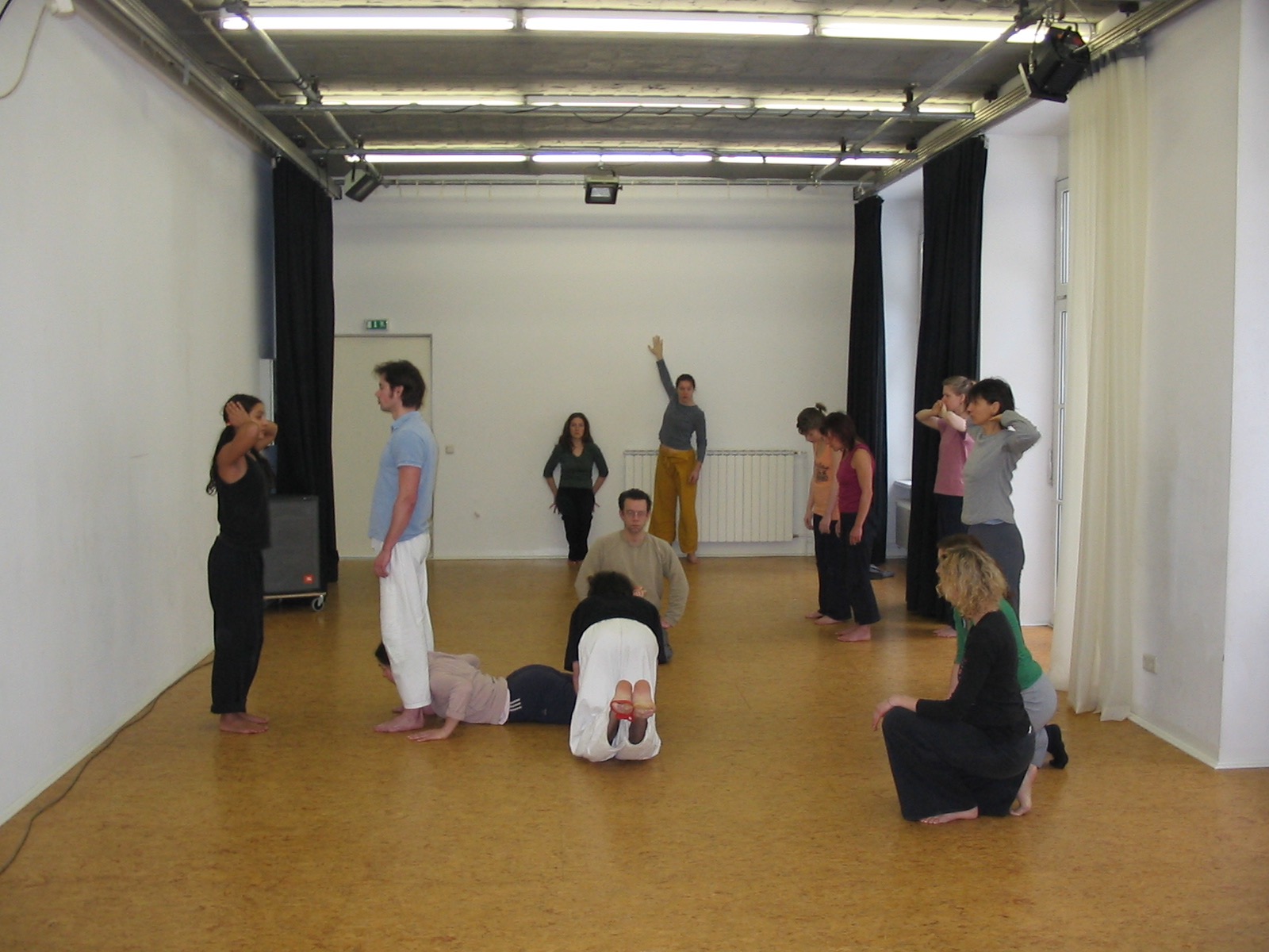   Students in a Viewpoints workshop I taught at Mime Centrum in March 2005.  