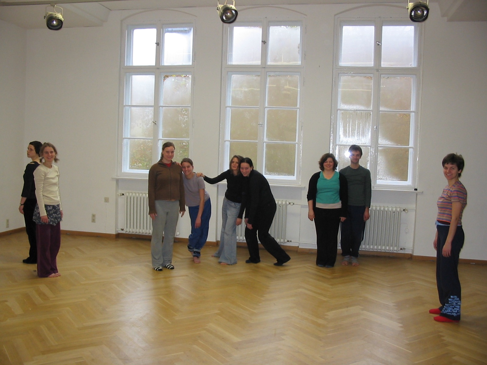   Students in the Viewpoints class I taught for the Theaterpädagogik&nbsp;program at Universtät der Künste Berlin, November 2005.  