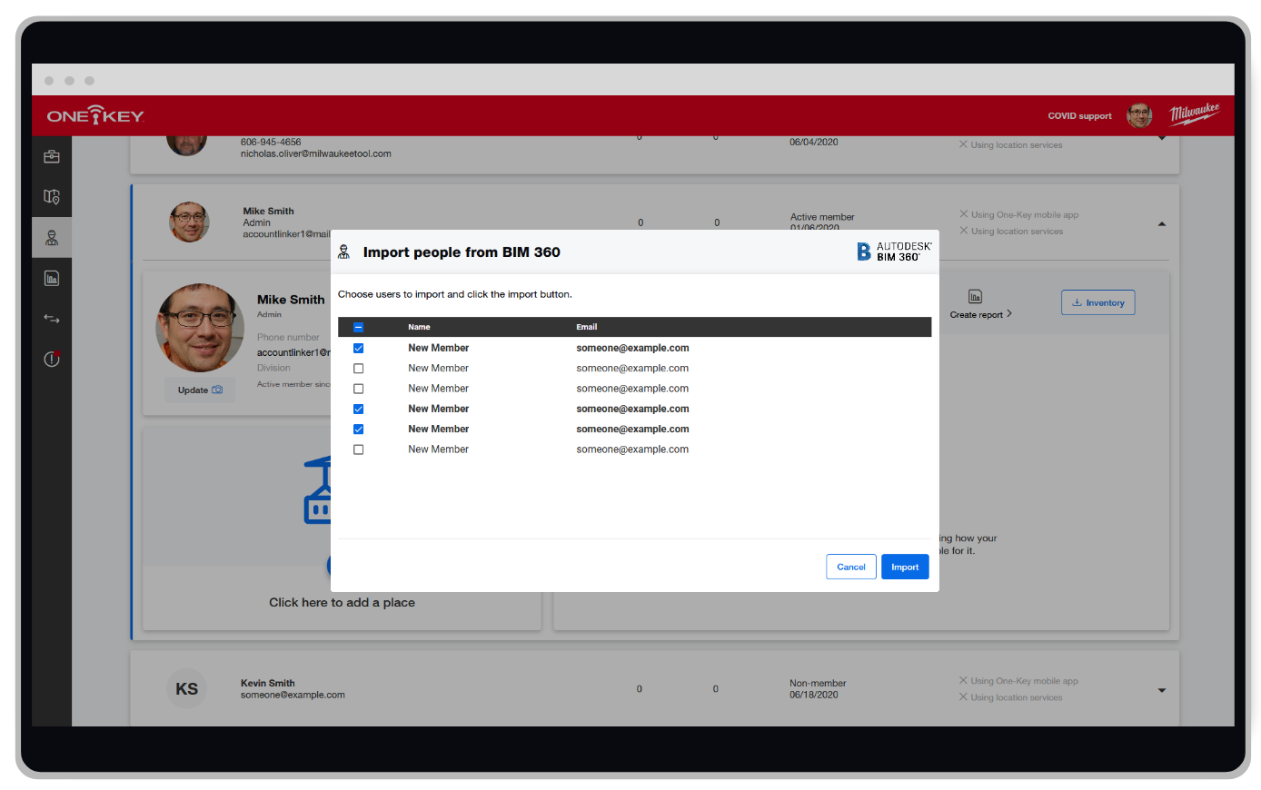 Screenshot of One-Key integration with BIM 360