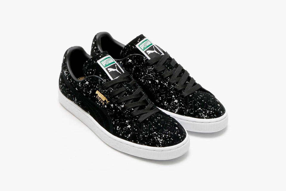 puma suede black splatter