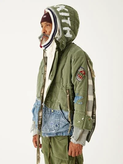 kith x greg lauren plaid military trench artist coat