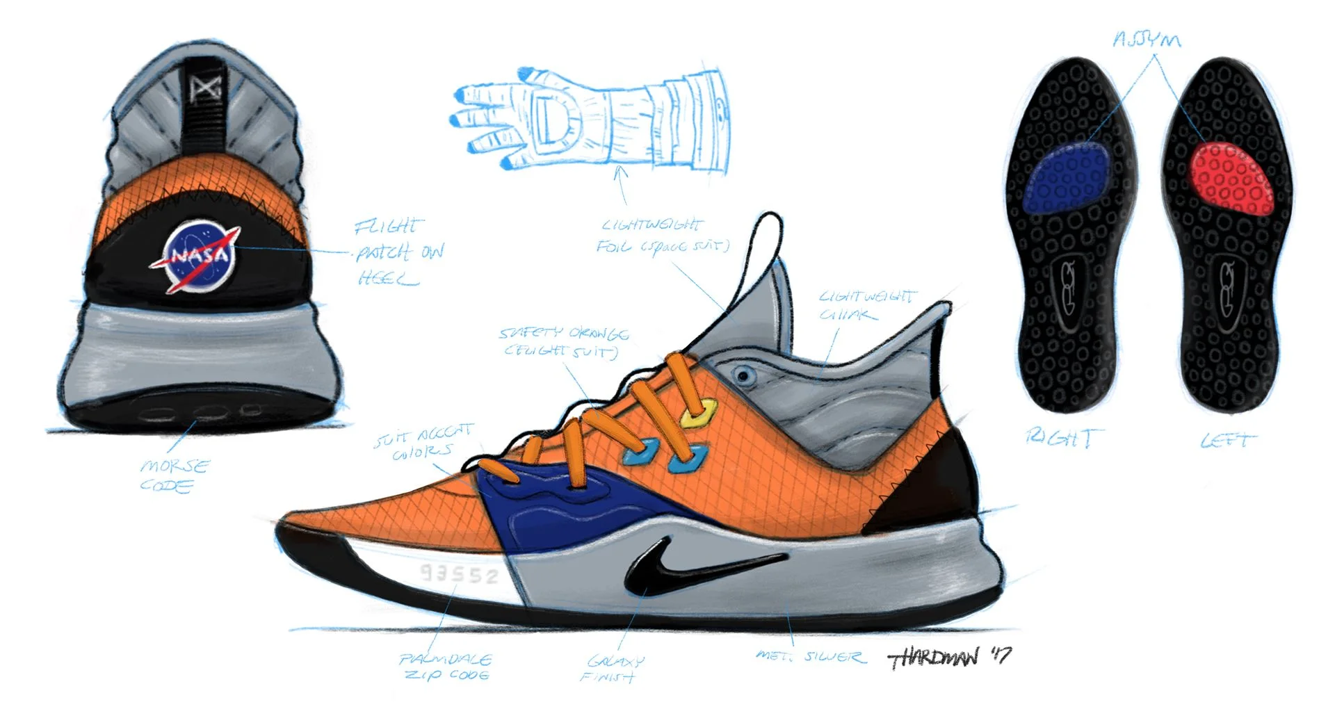 nike pg3 x nasa basketball shoes