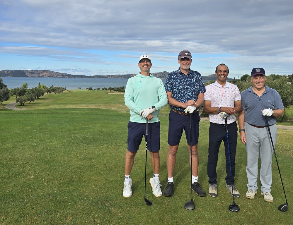 Golfers enjoying a 1st Tee Treks golf development holiday at Costa Navarino