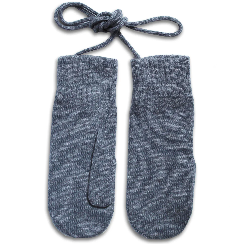 Lou Dungate Cashmere Corded Mittens Dark Grey