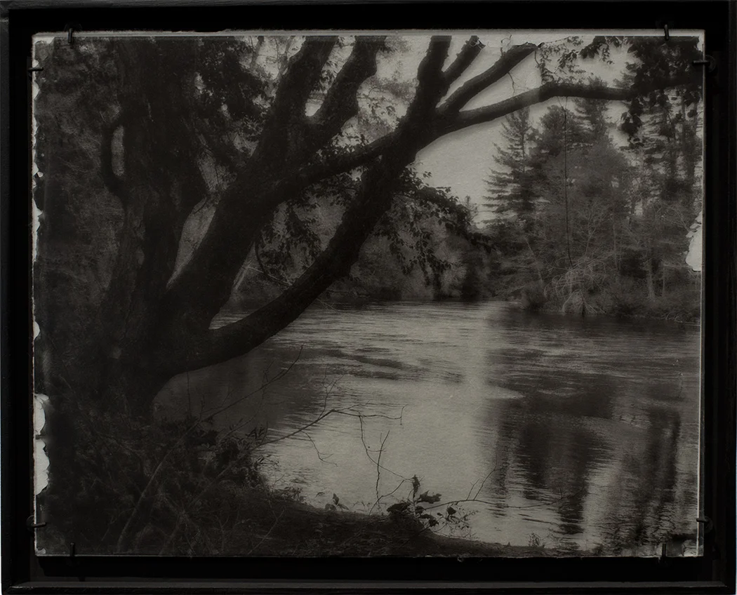 “Vintage II" 12 ½" X 15 ½" Wet plate, digital, film transfer on clear glass, backed with handmade Lakota paper and clear acrylic. Top-coated with several layers of wax. size includes frame