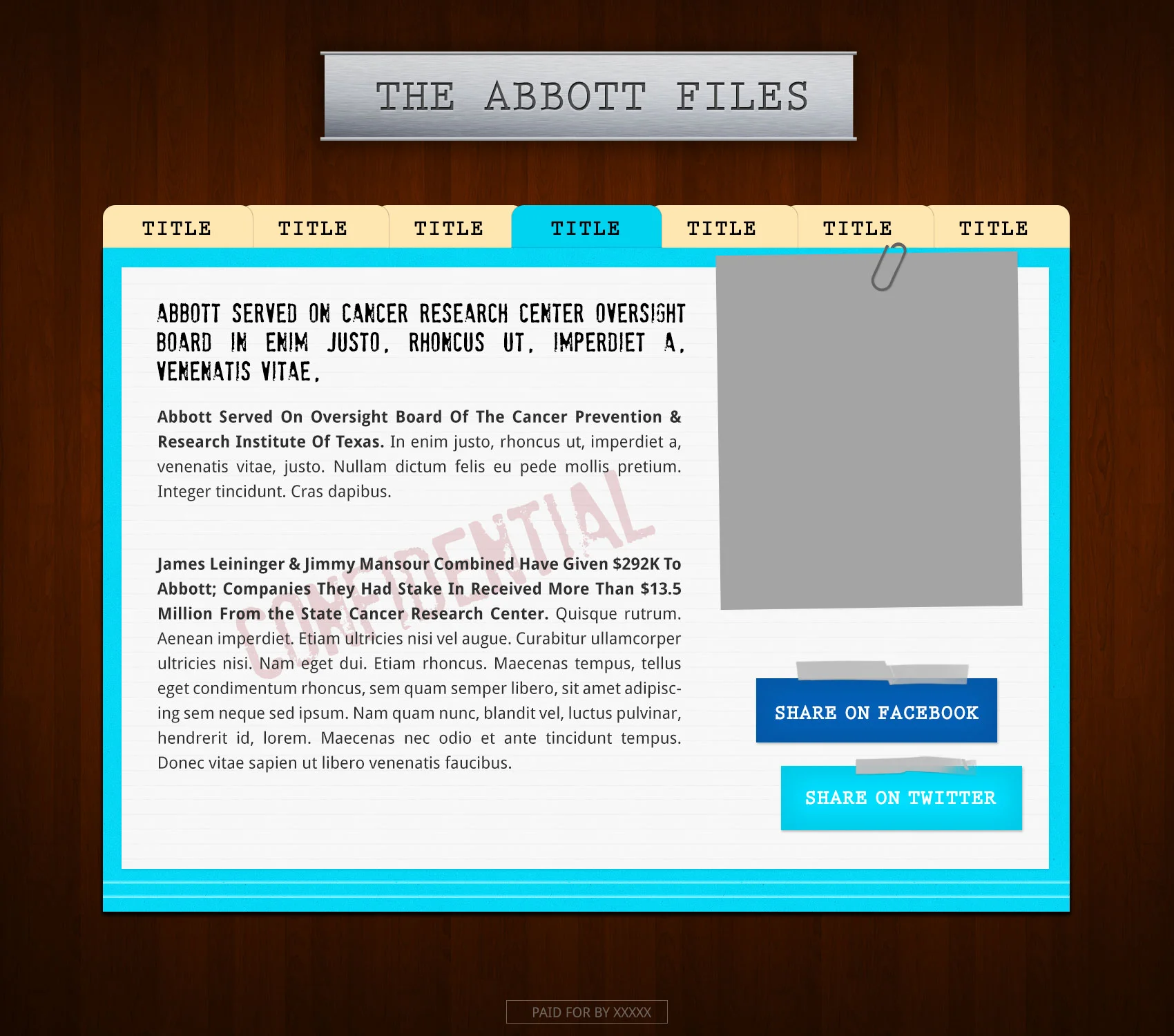 Abbot Files microsite - Wendy Davis for TX Governor