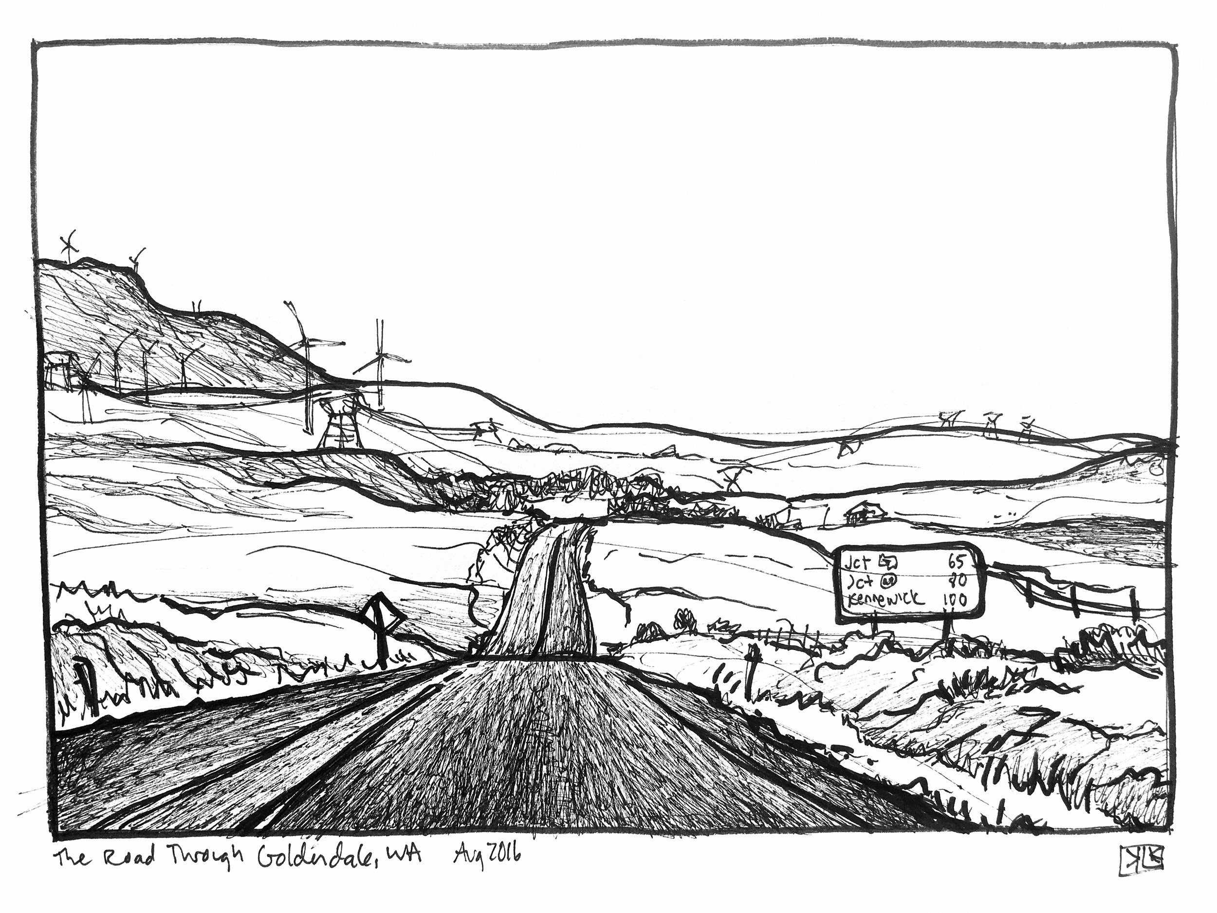 Driving through Maryhill, sketch