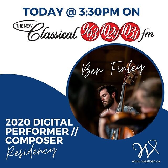 Tune in to @classicalfm now to listen to Ben Finley discuss the 2020 Digital Performer Composer Residency! Now available on our website westben.ca/pcr