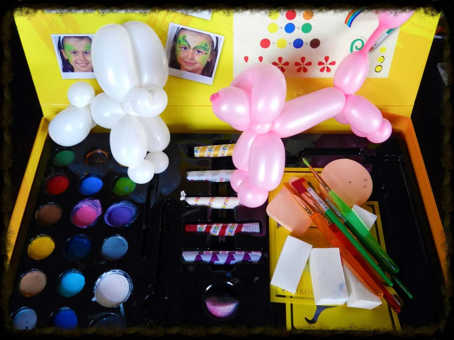 My face paint setup and some balloon friends