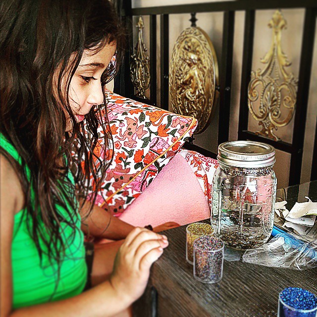 Yesterday G and I created a Mindful Glitter Jar. After sprinkling glitter in a jar full of water, we shook the jar and watched the glitter swirl. We took slow, deep breaths until all the glitter settled. As the glitter slowly reached the bottom of th