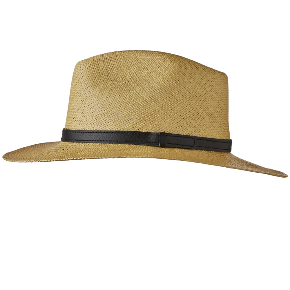 Womens Straw Hat Monte Cristi Western Wide Brim Size 6 7/8 Fedora 6 7/8 - Natural (Montecristi Panama) #20-198 – DBarJHats main image 3