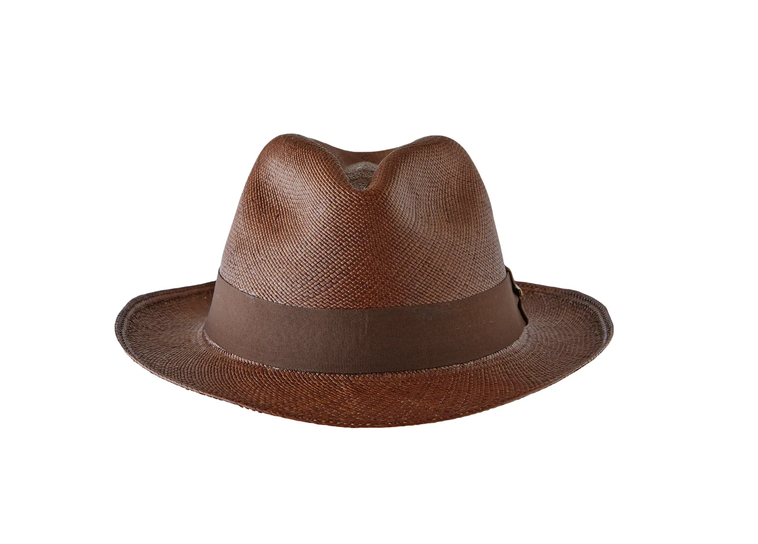 GENUINE PANAMA HAT With Attached Brown SILK Ribbon Panama Hat Frayed Long Brim With Triple Twist Band – Sensi  main image 2