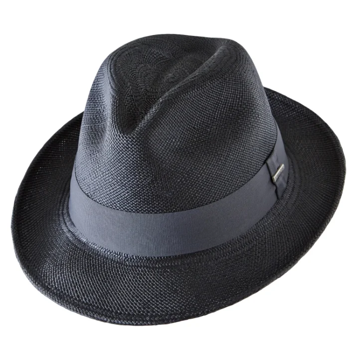 Black Straw Hat Short Brim Panama Fedora - One Size Fedora Straw Sun Hat for Men Women Foldable Roll Up Short  main image 3