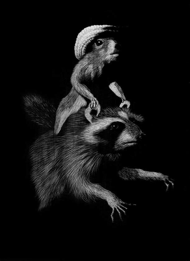 Hitchiker - 9x12, ink on clay board. SOLD $250