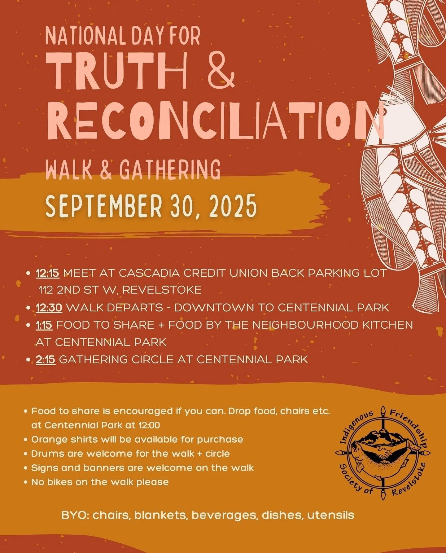 Tomorrow Sept 30th we are closed to mark Revelstoke (Skxikn̓) and the Eagle Valley&rsquo;s 5th National Day for Truth and Reconciliation. You are welcomed to join in a community walk, potluck, as well as gathering gathering circle. 

Hosted by @indig