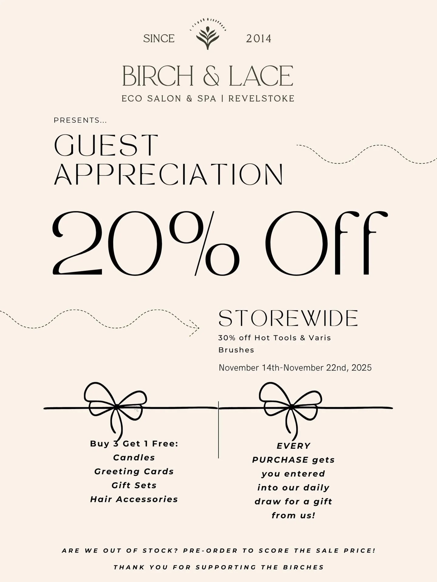 It&rsquo;s the LAST DAY of our GUEST APPRECIATION EVENT&hellip; and your final chance to save 🤍🌲

Enjoy 20% OFF storewide + 30% OFF all hot tools &amp; Varis brushes 🪮

Plus, mix &amp; match buy 3, get 1 FREE on:

🕯 Candles

💌 Greeting Cards

🎁