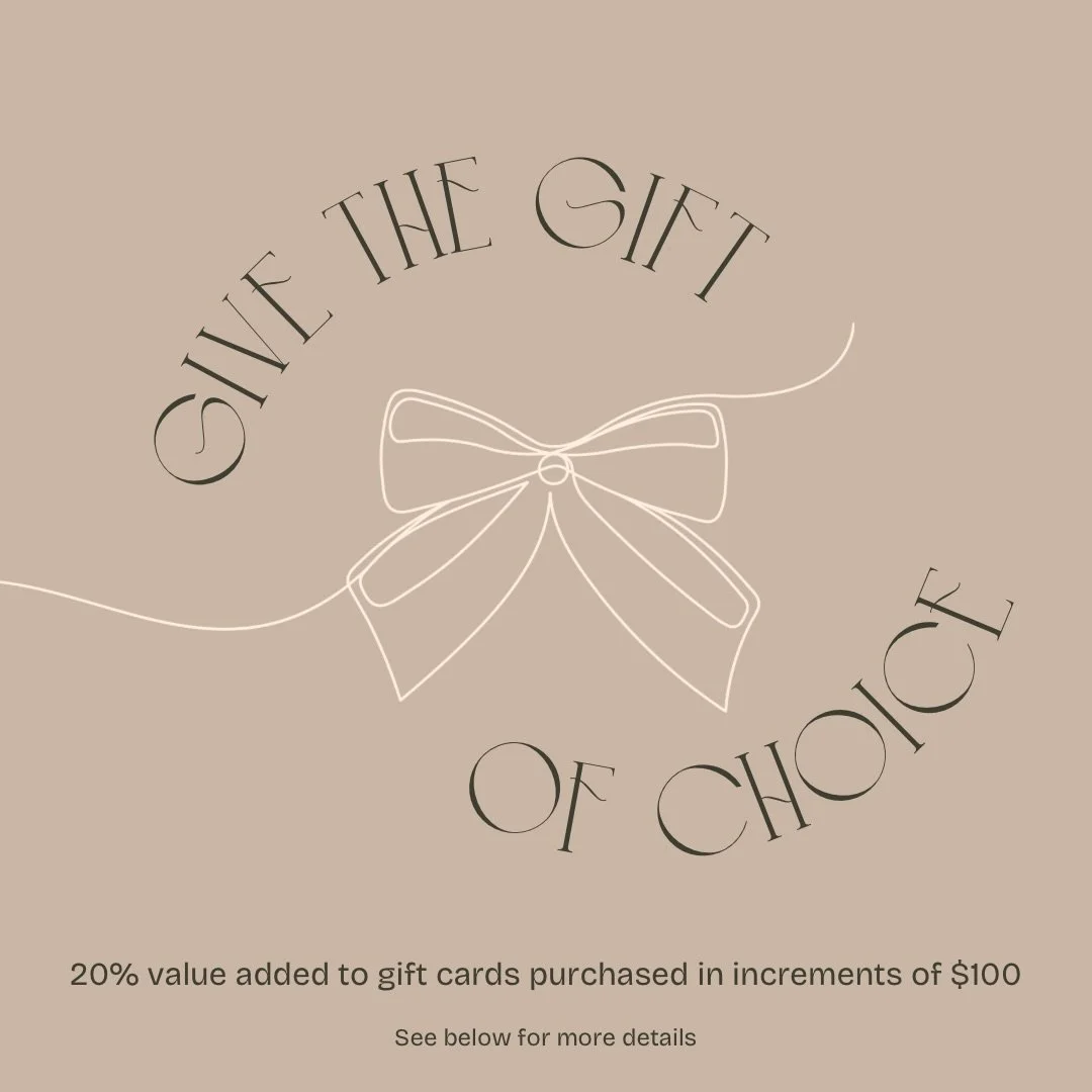 This holiday season, give the gift of choice! When you purchase a gift card in $100 increments, we&rsquo;ll add 20% value 🙌✨

✨ Here&rsquo;s how it works: 
- Log into Vagaro and add a $120, $240, $360, $480, or $600 gift card to your cart
- Use code