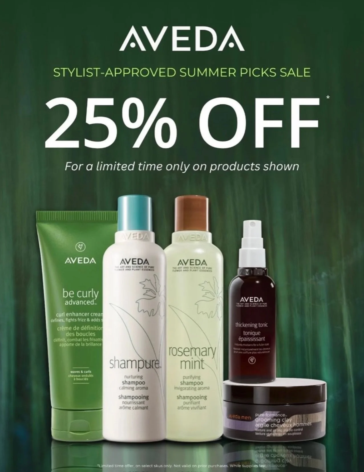 Refresh your plant-powered haircare routine 🌿

Enjoy 25% off all your favourite hair care and styling must-haves in salon. Stock up, refresh your routine, and grab those products you&rsquo;ve been eyeing&mdash;before the sale ends Saturday, March 21