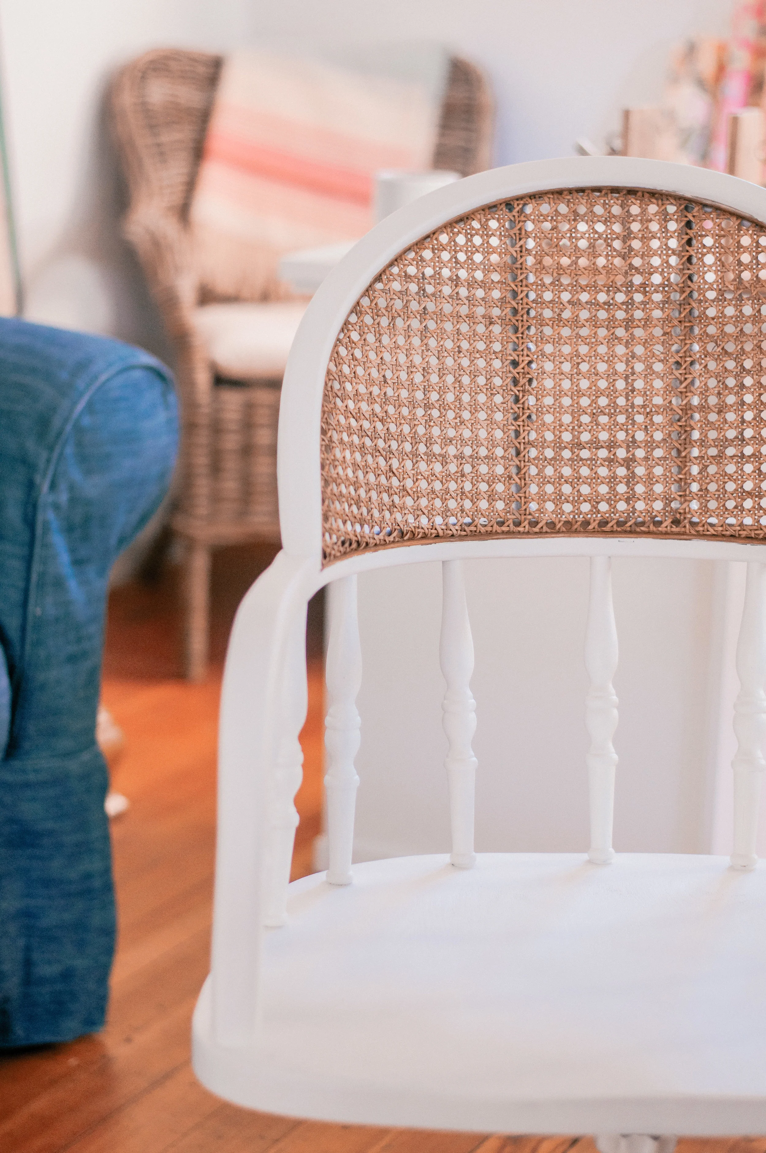 Diy Painted White Cane Chair Makeover Love And Specs