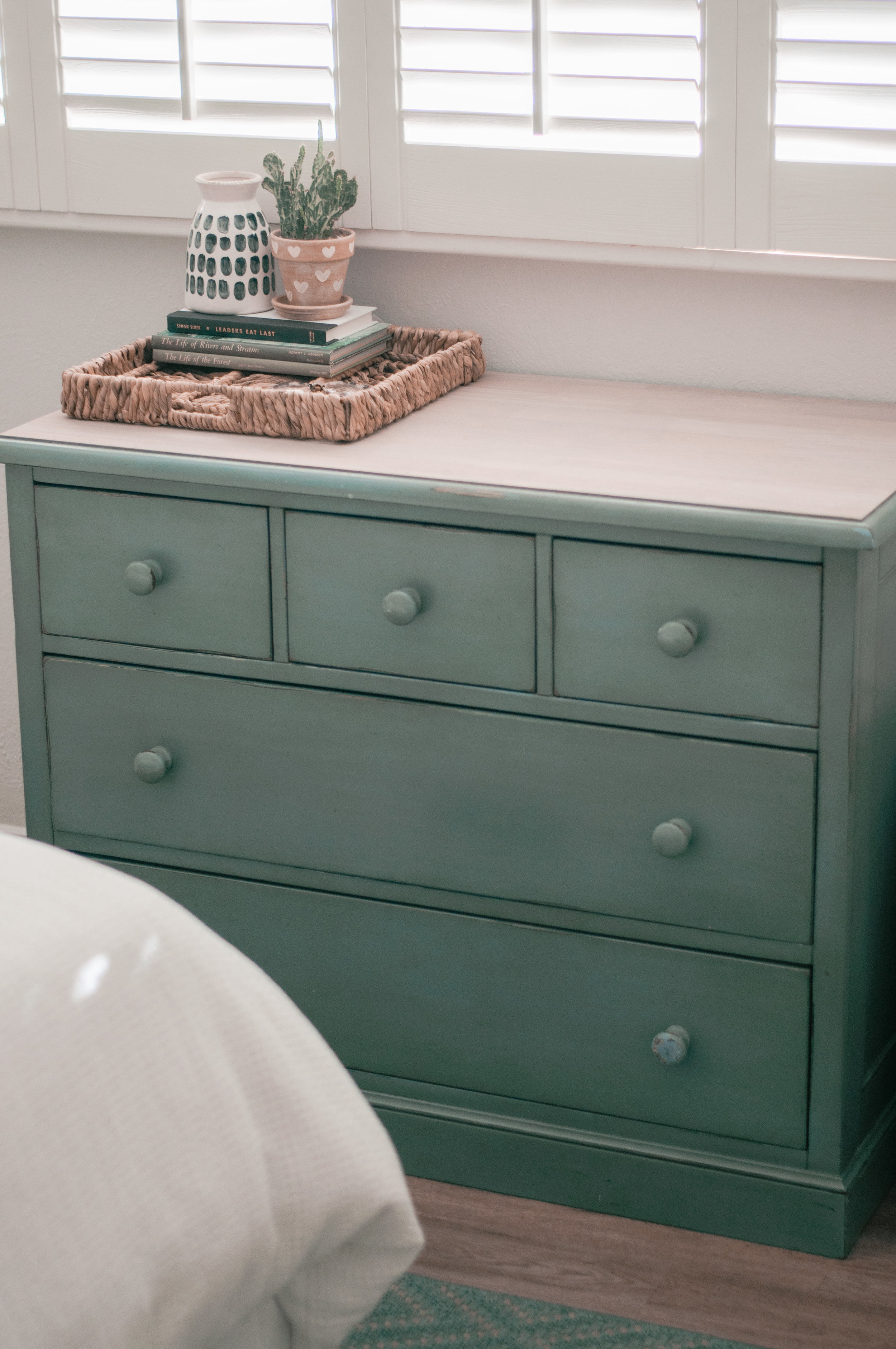 mint green dresser Decorative Mint Green Chest Of Drawers With Hexagonal Patte…