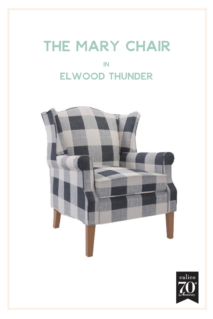   Does this one look familiar? Of course we had to include the classic Mary wing chair in our favorite fabric of all time, Elwood Thunder. As most of you know we have an almost identical chair in our living room (thanks to Calico’s impeccable upholstery services) and it’s our very favorite piece in our home. This chair just oozes coziness and relaxation and would be such a beautiful, standout piece in so many different rooms. Long live black and white buffalo check!  