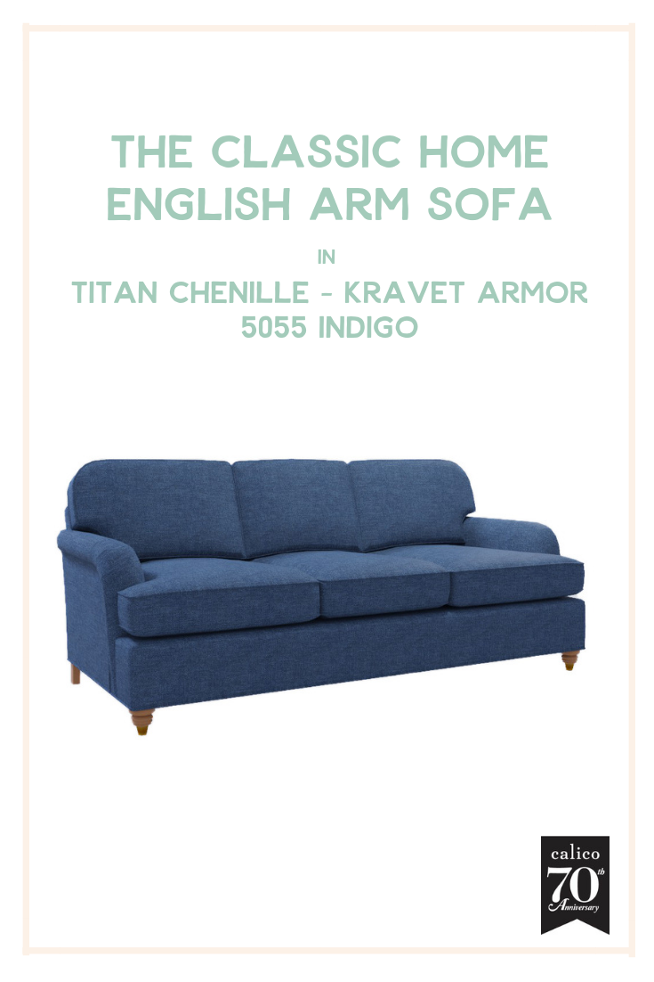   If you’ve never experienced the casual, lived-in, nap-enducing glory of a chenille sofa, you haven’t lived! Which is why we couldn’t think of a more perfect, timeless centerpiece for a family living space than the Classic Home English Arm Sofa in a super soft, denim-hued fabric -- the casual-chic Titan Chenille - Kravet Armor - 5055 Indigo. My parents have an almost identical sofa in their home in Michigan and it remains one of my favorite furniture pieces of all time.  