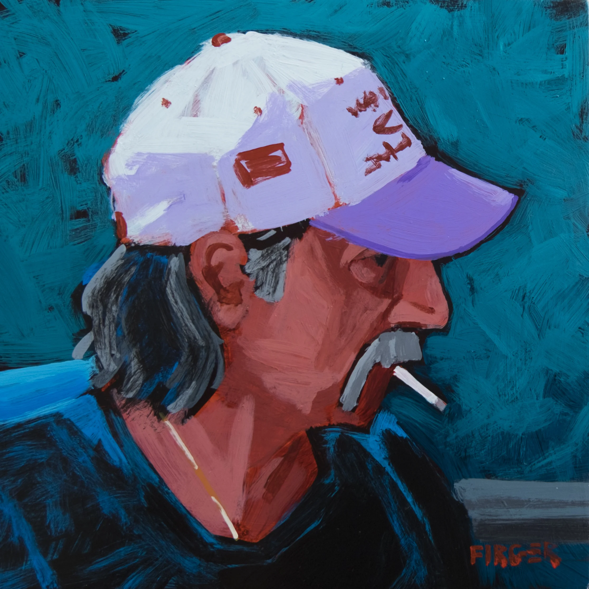 El Pescador - 6 x 6, Acrylic on Panel (SOLD)