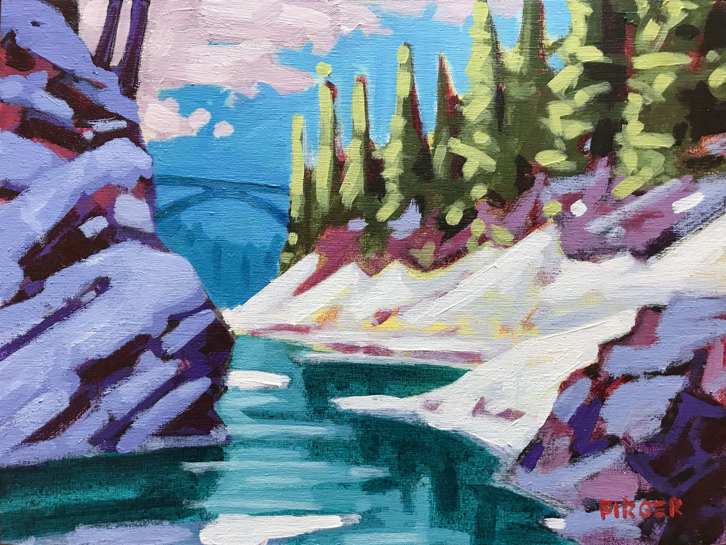 Quechee Gorge Thaw - 9 x 12, Acrylic on Panel