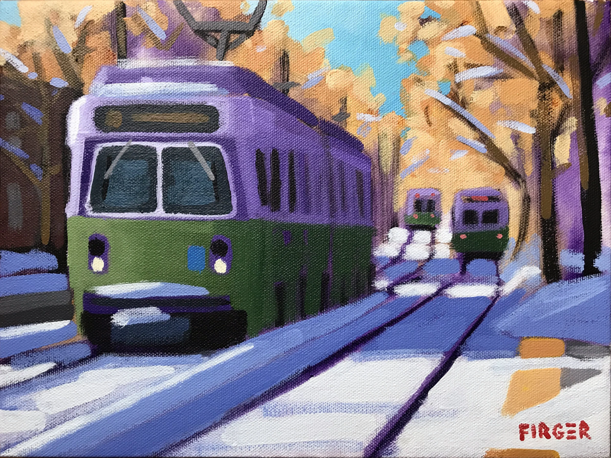 Outbound Snow - 9 x 12, Acrylic on Canvas (SOLD)