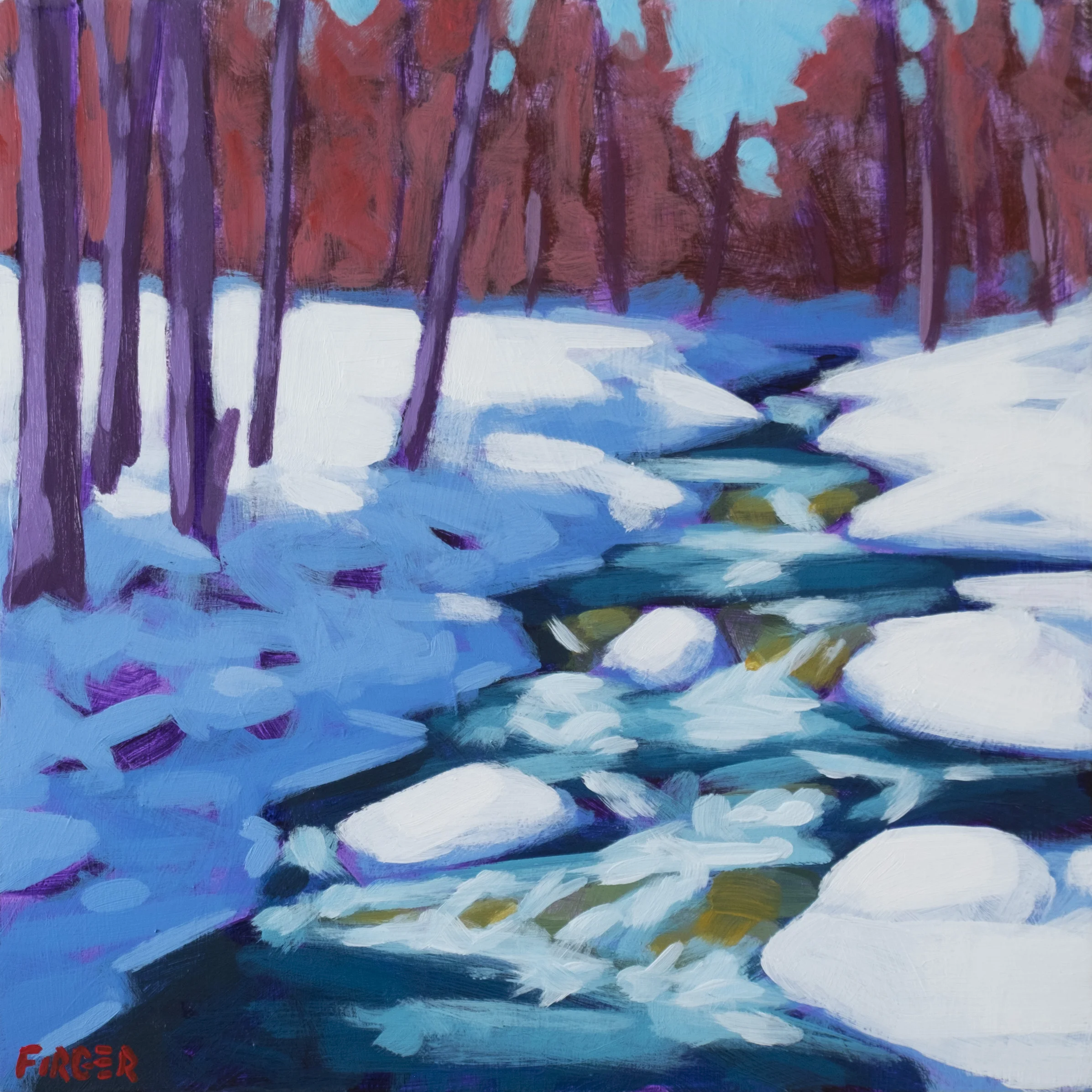 White Mountain Brook - 10 x 10, Acrylic on Panel (SOLD)
