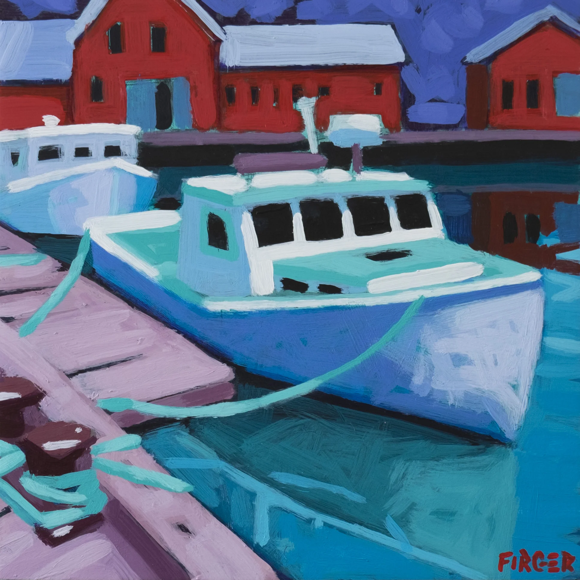 Sunbathers - 8 x 8, Acrylic on Panel (SOLD)