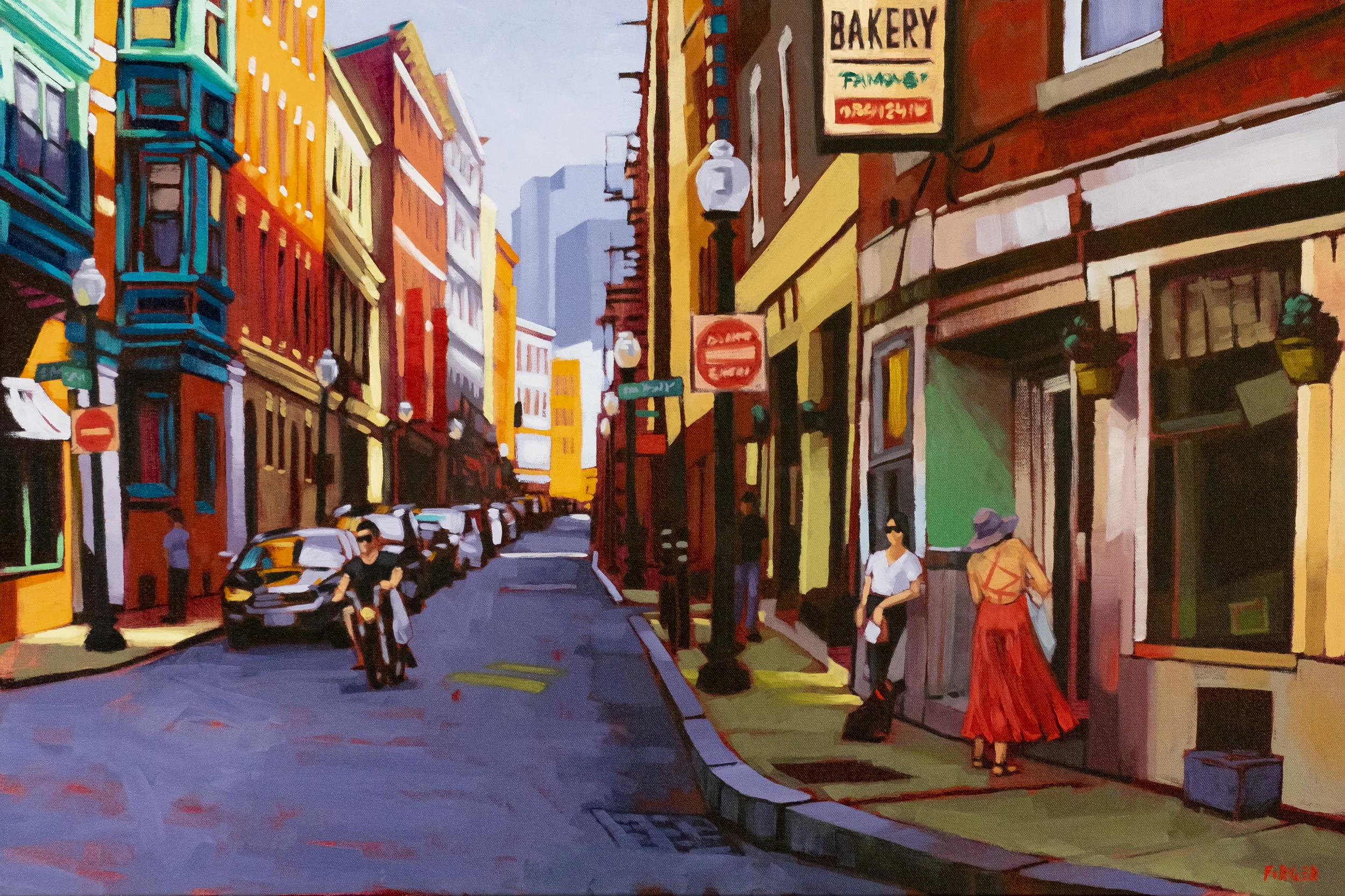 A Friday Sunset in the North End - 24 x 36, Acrylic on Canvas