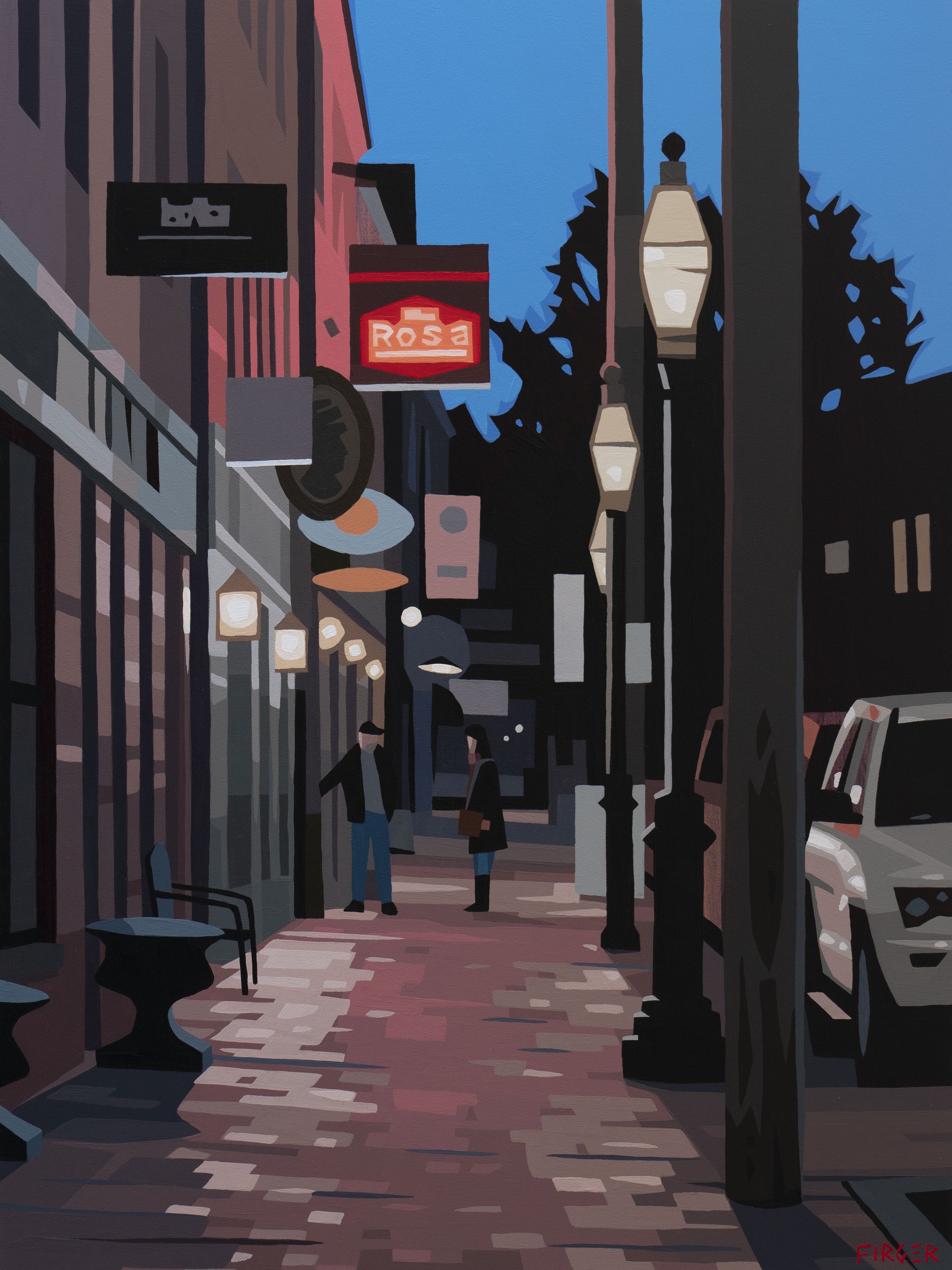 State Street Lights - 12 x 16, Acrylic on Panel (SOLD)