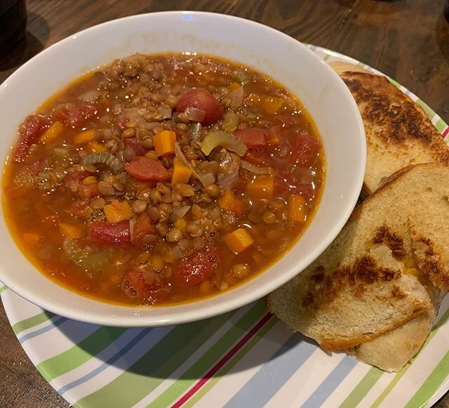 Not sure if you&rsquo;re like us and trying to use up ingredients you have? Today it&rsquo;s Mr. Lentil&rsquo;s turn. Chef credit goes to  Carl today! #lentilsoup for days. 😍😍