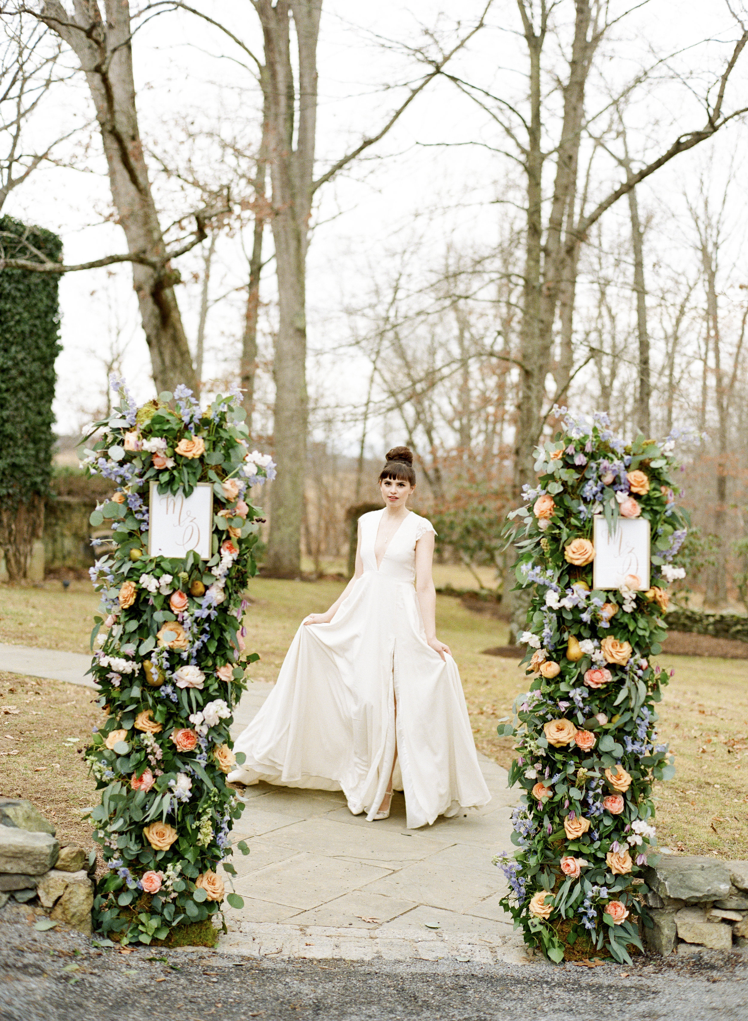 Floral columns for a grand entrance by B Floral DC