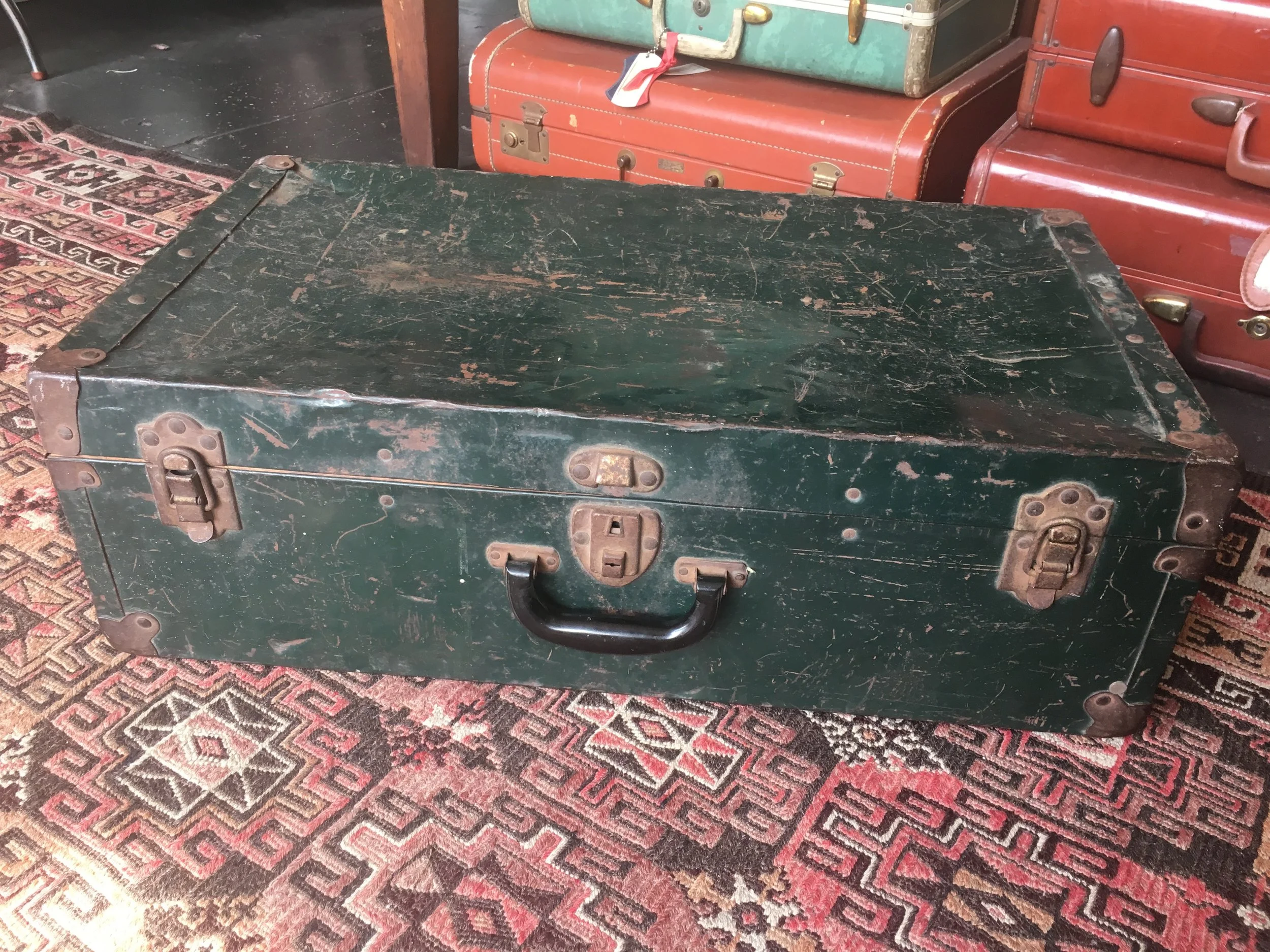 Green Metal Steamer Trunk