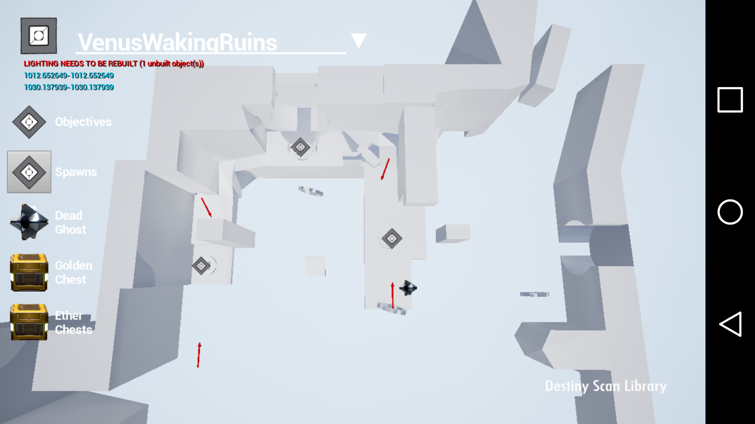 Menu open showing visibility toggles