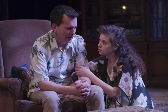 Jack (John Kooi) and Sonya (Maria DeCotis, CFA’15) in Uncle Jack at Boston University Playwrights' Theatre.