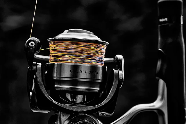 The 0.13mm/18lb multi colour J-Braid loaded onto the Daiwa Caldia 3000-A spinning reel