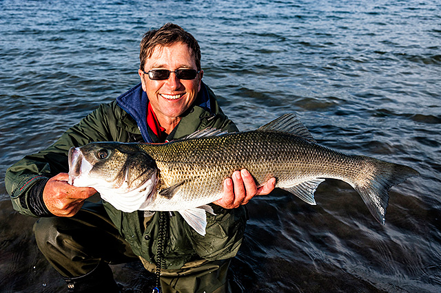 Steve with a 9lb bass taken on a slowly straight-retrieved senko during the day