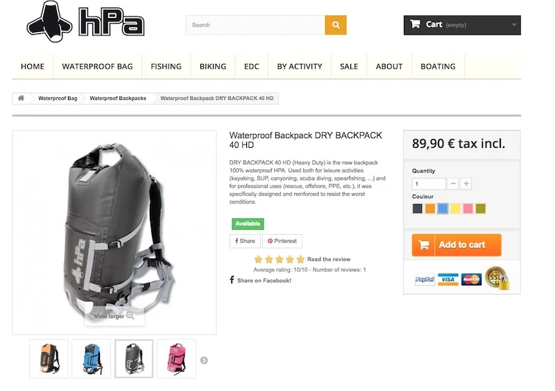HPA 40 litre waterproof rucksack review - €89.90 from France