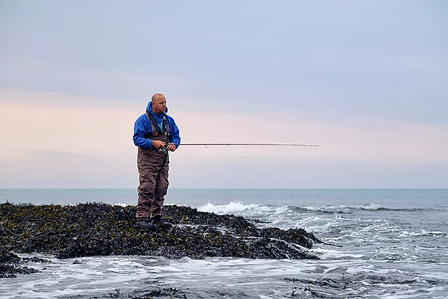This is the first time I have ever photographed a shore angler wearing a lifejacket