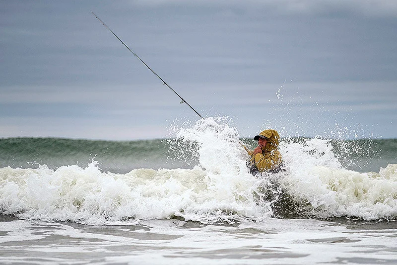 You and your gear are going to get a hammering if you fish "proper" surf conditions