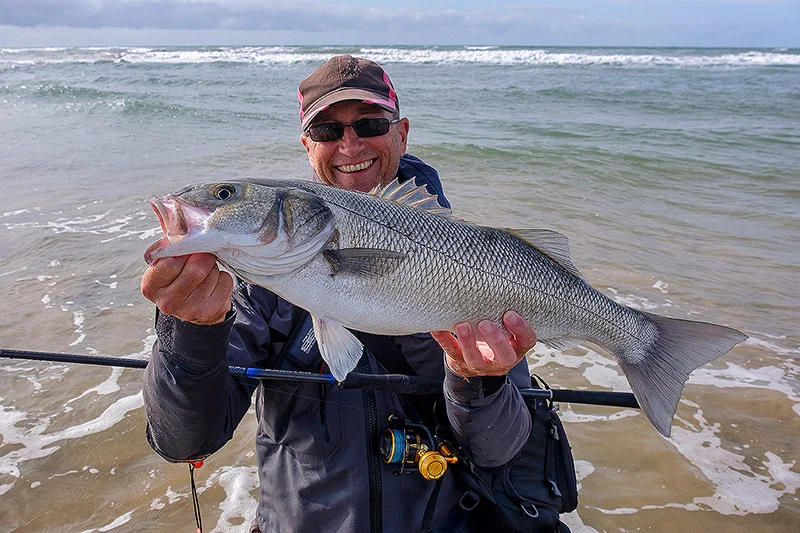 Surf fishing for bass seriously floats my boat