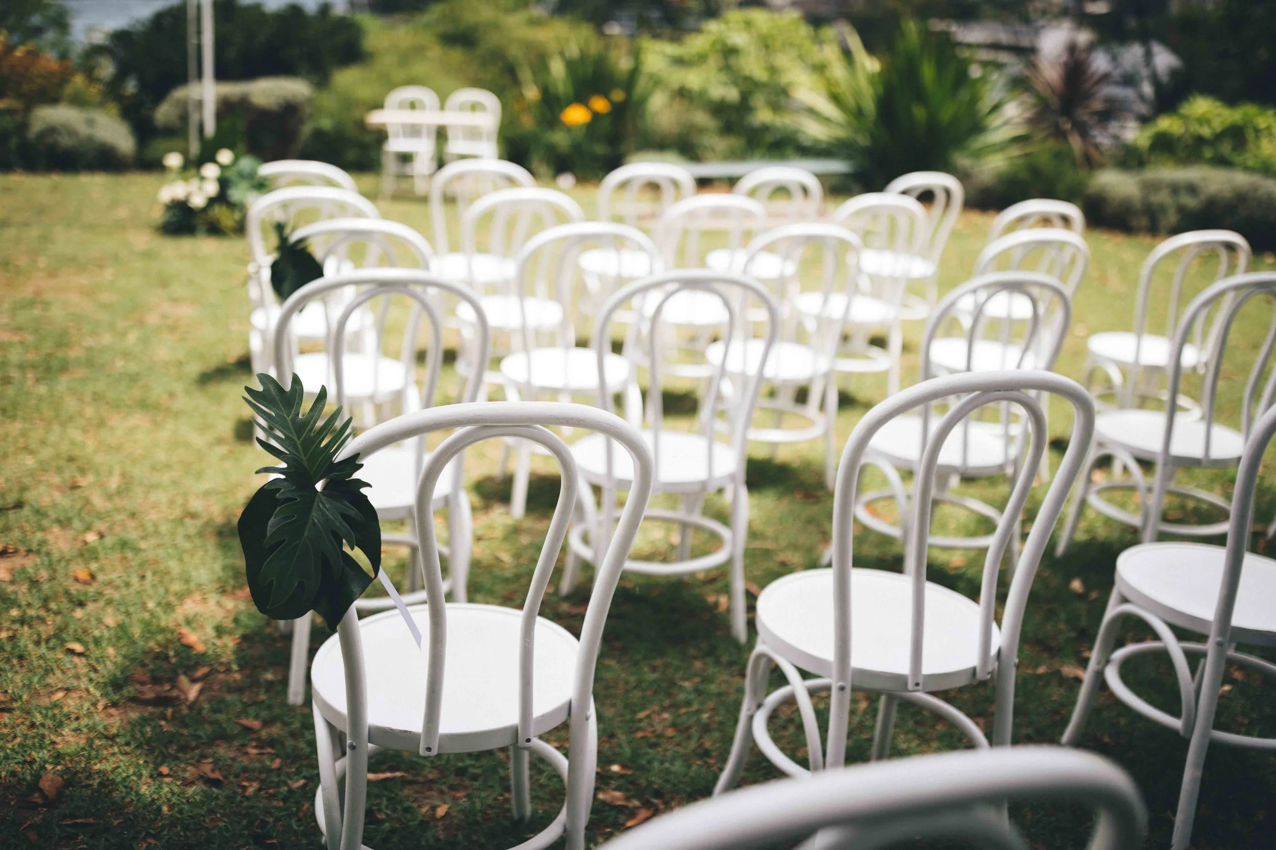 white chairs wedding