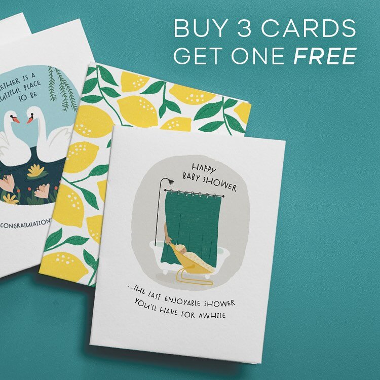 Buy any three regular priced cards and get one free! Use discount code BOGOCARDS at checkout. Link in bio. 

#bogo #greetingcardsale #greetingcards #paperlover #stationery #stationeryaddict #shopsmall